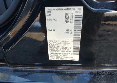 2021 Nissan Altima S Fwd z USA, uszkodzony, nr VIN 1N4BL4BV4MN398571